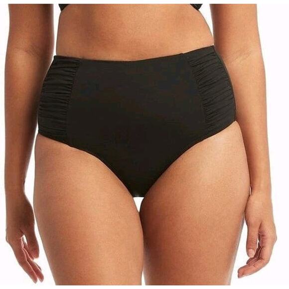 Sea Level Swim Eco Essentials High Waist Gathered Side Pant Black Size US 8 - Picture 1 of 4